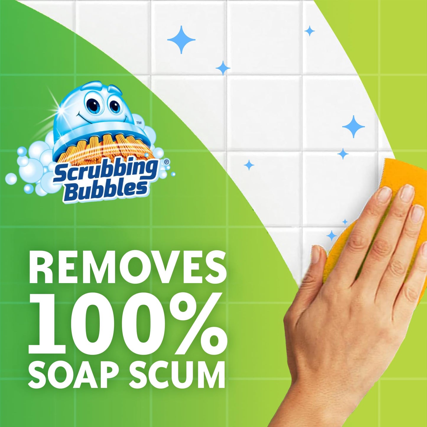 Scrubbing Bubbles Mega Bathroom and Shower Cleaner Spray, Foaming Action Removes Limescale and Soap Scum, Rainshower Scent, 32oz