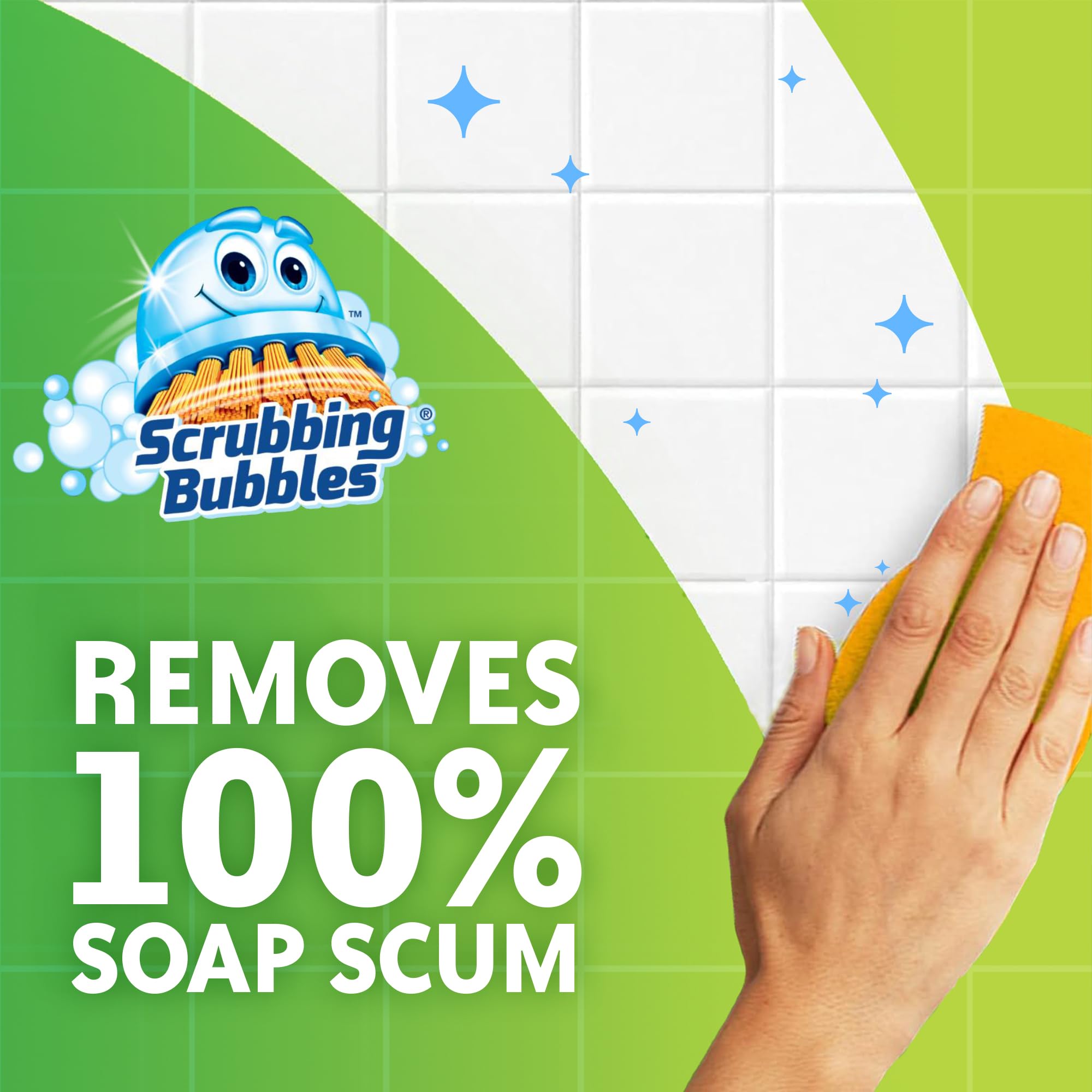 Scrubbing Bubbles Mega Bathroom and Shower Cleaner Spray, Foaming Action Removes Limescale and Soap Scum, Rainshower Scent, 32oz