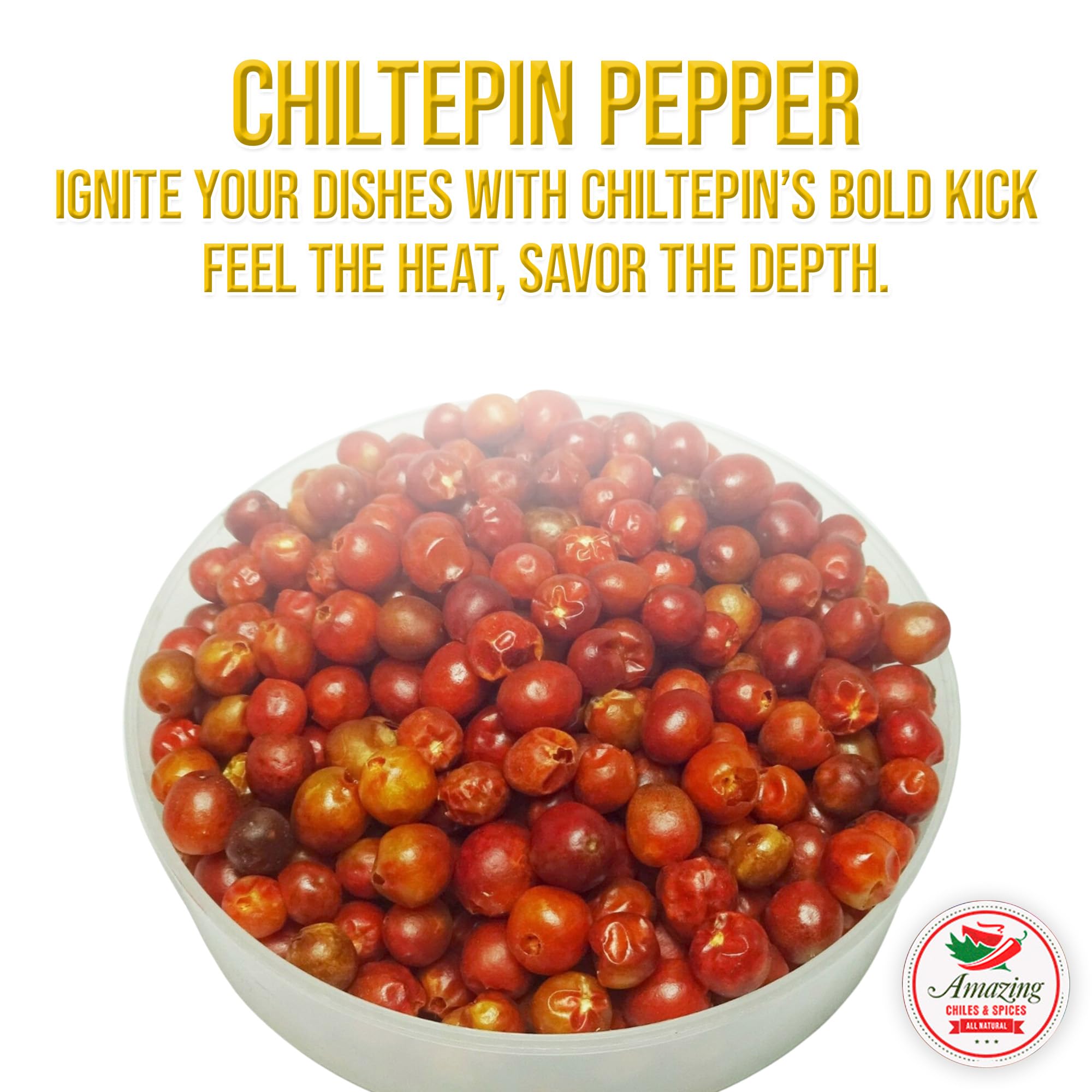 Dried Chiltepin Peppers (Chile Tepin) - 1oz Bag - Great For Use with Seafood, Sauces, Stews, Salsa, Meats. Very Hot with a Smoky Flavor. Air Tight