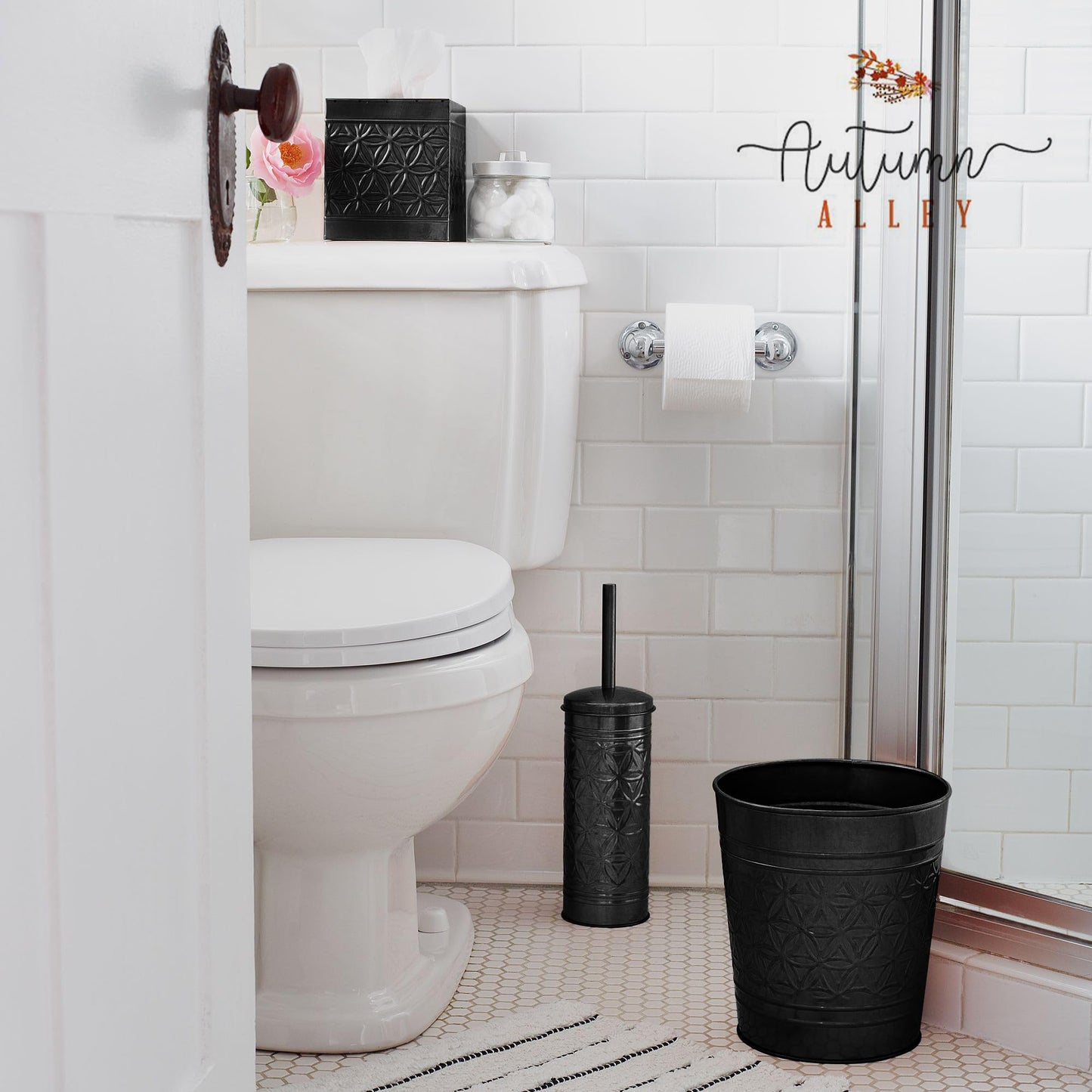 Autumn Alley Black Toilet Bowl Brush and Holder, Matte Black Bathroom Toilet Brush for Modern Farmhouse Bathroom Accessories Decor, Standing Bowl