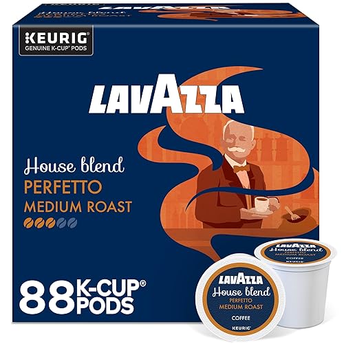 Lavazza House Blend Perfetto, Single-Serve Keurig K-Cup Pods, Medium Roast Coffee, 88-Count Box (4 Packs of 22)