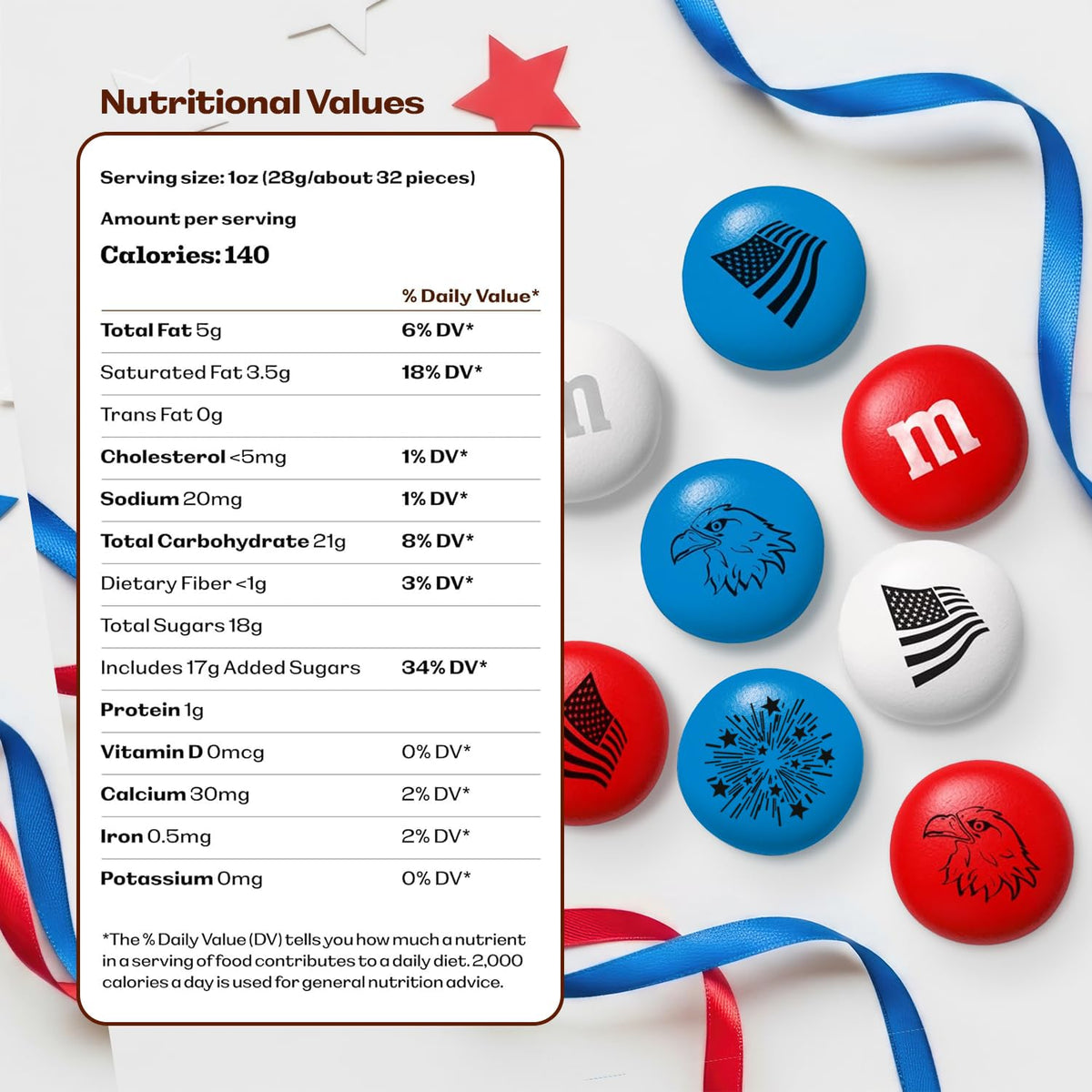 M&M'S USA Red, White, and Blue Patriotic Milk Chocolate Candy, 3 Pack
