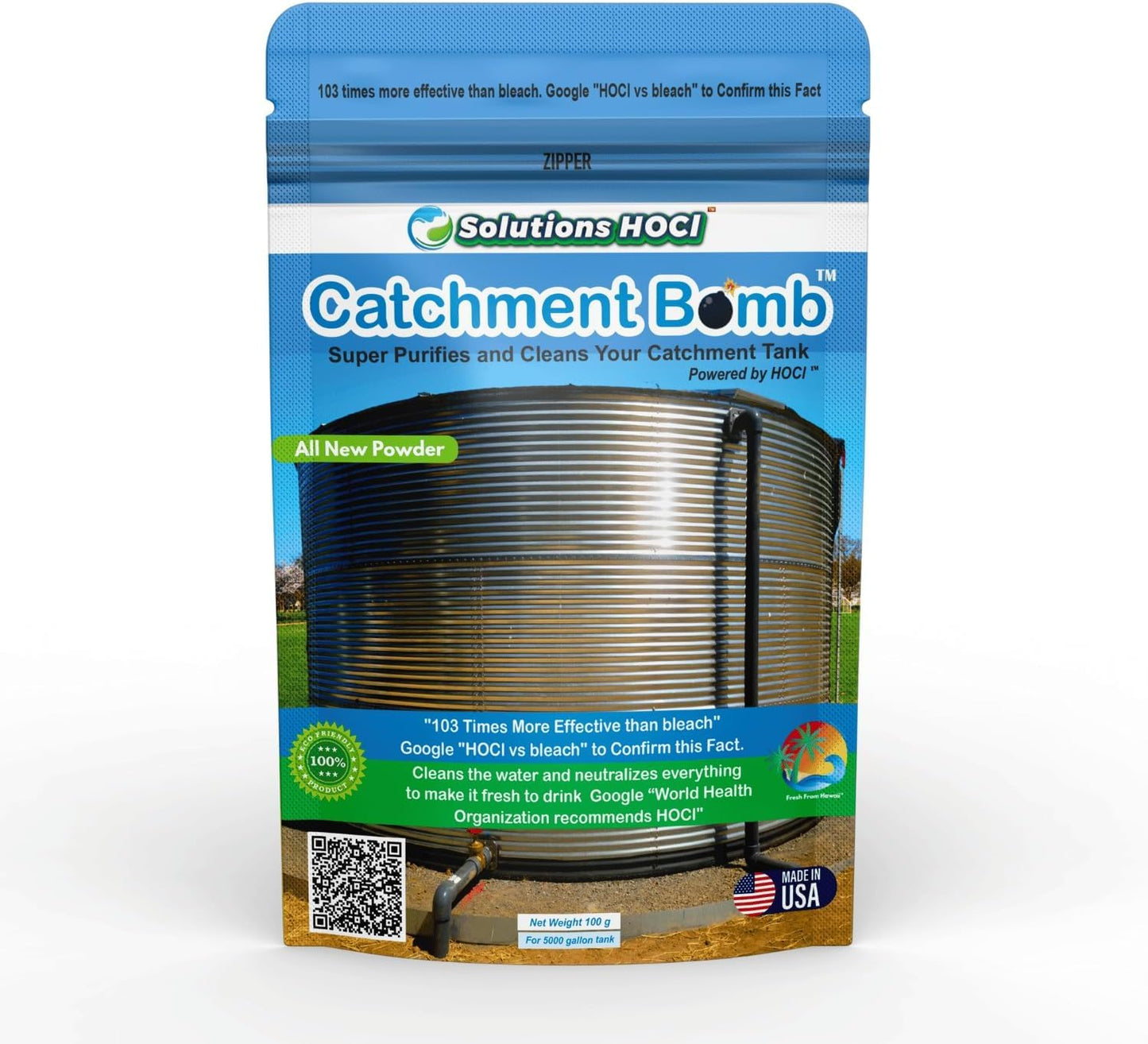 Solutions HOCL Power Clean with HOCL - Catchment Tank Cleaner Crystals Bomb Underground Water Tank Cleaning - Super Cleans your Catchment - treats