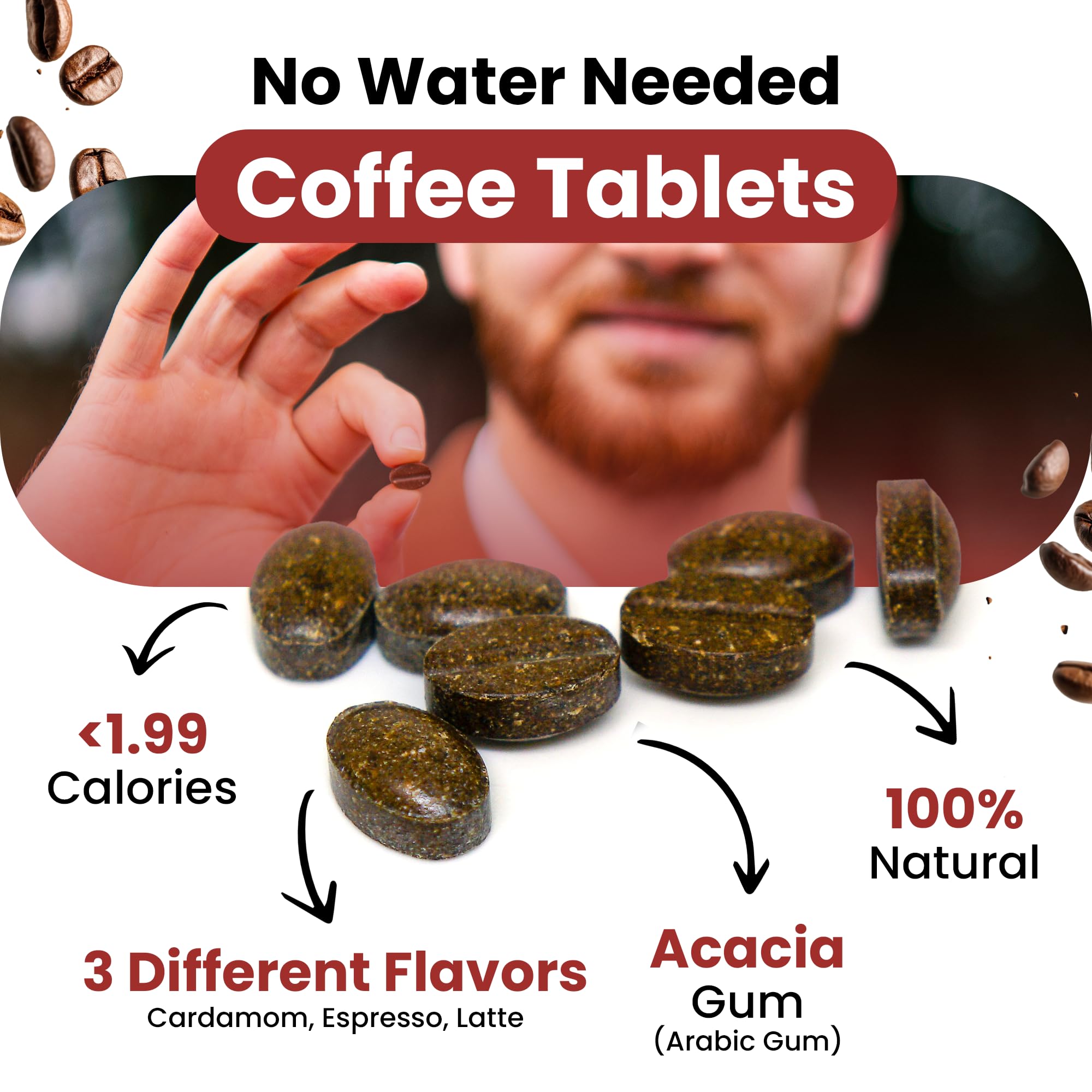 PriFa Coffee Tablets Variety Pack, Pocket Coffee To Go - Real Coffee, Coffee Candy with Caffeine - Natural Sugar Free Instant Energy Pouches, Keto
