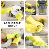 Silicone Dishwashing Scrubber Glove Brush - Reusable Rubber Kitchen Gloves for Housework, Car, Bathroom, Clothes, Pet (Yellow)