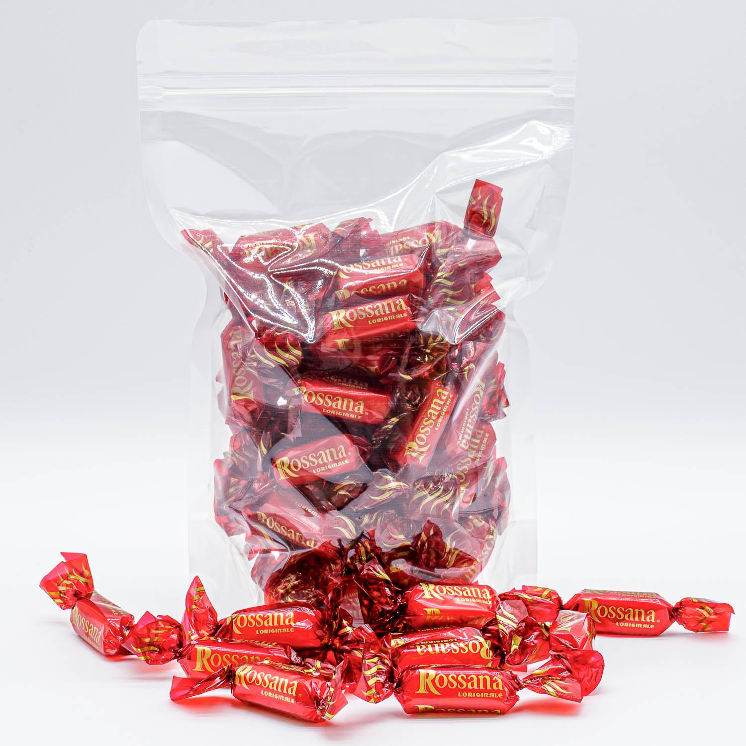 Rossana Italian Candy 1 lb | Real Almonds and Hazelnuts | Hard Shell with Creamy Filling, Individually Wrapped, Resealable Bag, Gluten Free