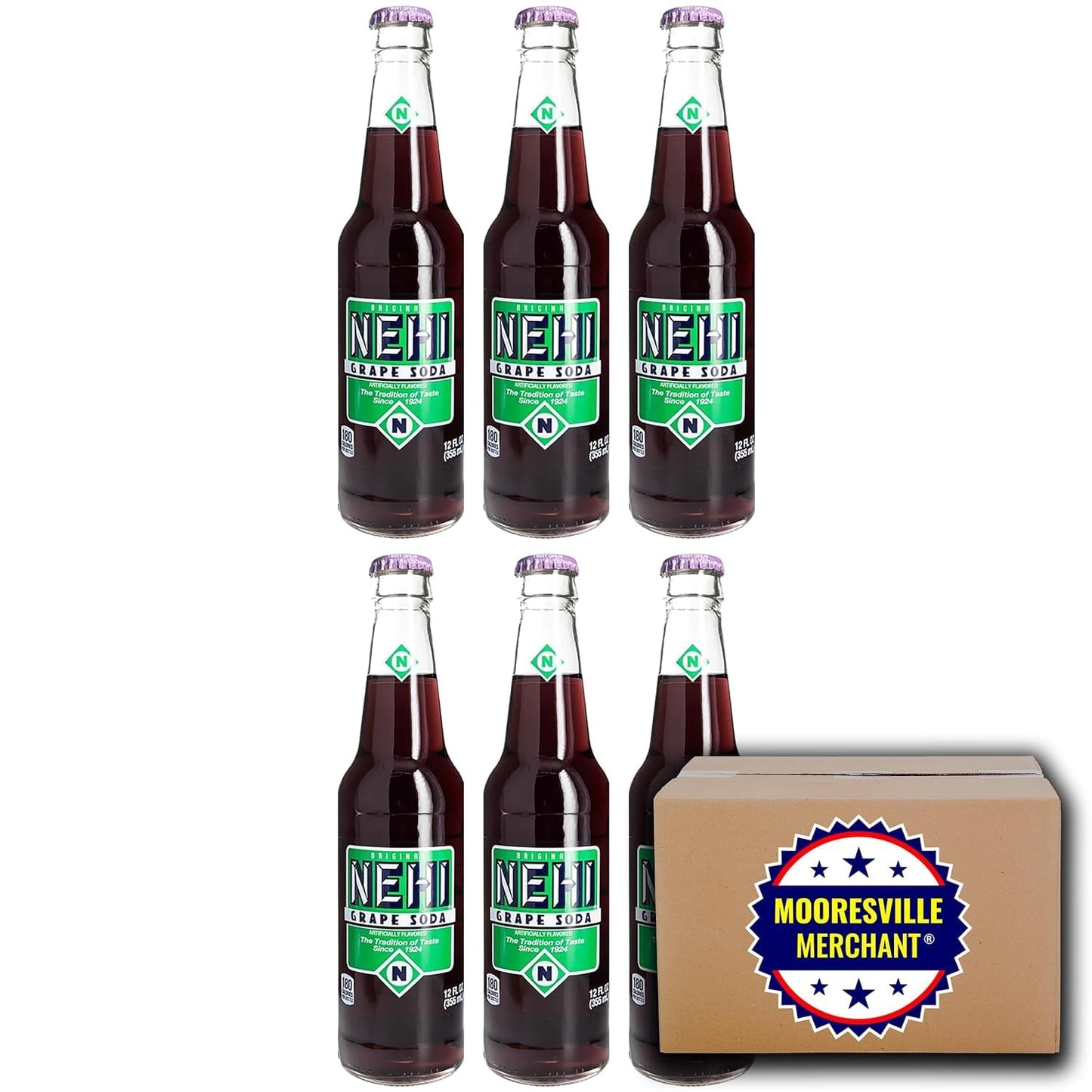 Nehi Grape Soda,12 oz Glass Bottle, 6CT, In Snackur Safe Ship Box