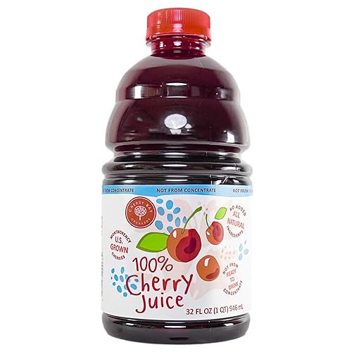 Cherry Bay Orchards Tart Cherry Juice, 32 oz Bottle - Cherry Juice Promotes Health and Wellbeing - Not from Concentrate - All natural ingredients