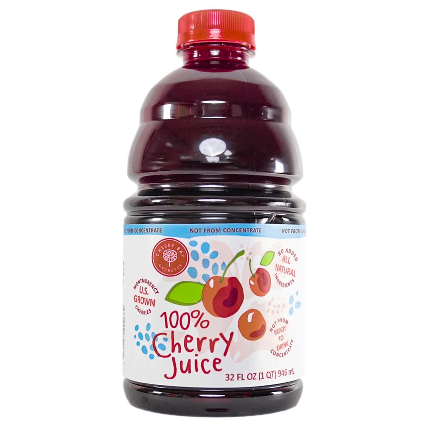 Cherry Bay Orchards Tart Cherry Juice, 32 oz Bottle - Cherry Juice Promotes Health and Wellbeing - Not from Concentrate - All natural ingredients