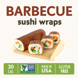Barbecue Sushi Wraps (20 Count) - Vegan, Gluten-Free, Plant-Based Low-Carb Wraps - Non-GMO, Paleo Seaweed Alternative with Smoky BBQ Flavor