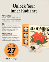The-Qi Inner Radiance Osmanthus & Lily Blooming Flower w/Green Tea - 9 Pcs Handpicked All Natural Blooming Flower Tea - Gift Set for Inner Calm