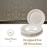 DISPOSABLE DINNERWARE SET, 20 Cake Plates (Vintage - Cream, 9")