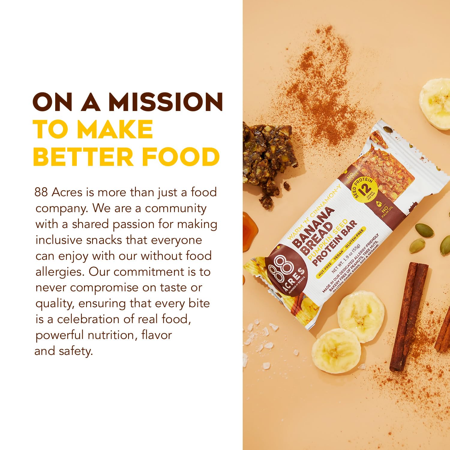 88 ACRES Banana Bread Seed Protein Bar, 1.9 OZ