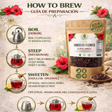 Jamaica (Hibiscus) Dried Flowers - 4 oz Loose Leaf Herbal Tea - Whole Petals & Flowers - Authentic Mexican Agua Fresca Ingredient - 100% Natural