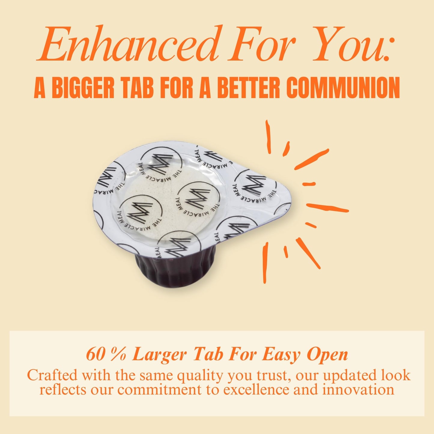 DISCOVERY PRODUCTS Pre-Filled Communion Cups with Larger Tab and Wafer Set - Box of 100 - Made with Concord Grape Juice & Wafer - Made in the USA