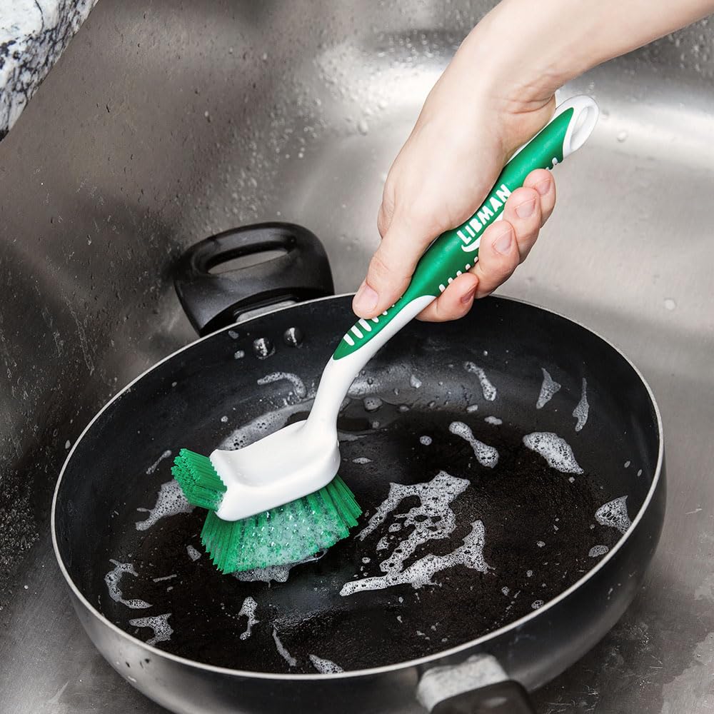 Libman Heavy Duty Scrub Brush Kit | Cleaning Brushes for Household Use | Tub Scrubber | Easy Grip Scrub Brush | Big Job Kitchen Brush | Dual Sided