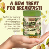 Dubai White Chocolate Spread 9.7 oz Jar with Pistachio Cream and Kataifi