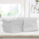 TALVANIA Shop Towels - Pack of 50 Reusable Cleaning Rags - Durable Quality Cotton - 13" x 13"- Machine Washable - Suitable for All Purposes (White)