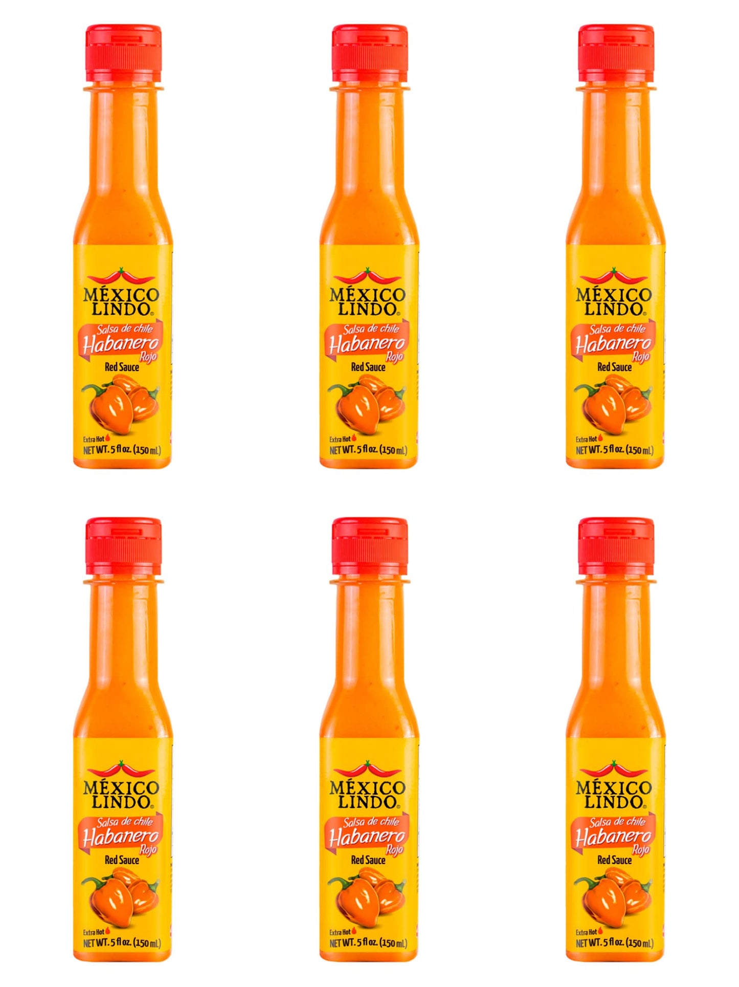 Mexico Lindo Red Habanero Hot Sauce | Real Red Habanero Chili Pepper | 78,200 Scoville Level | Enjoy with Mexican Food, Seafood & Pasta | 5 Fl Oz