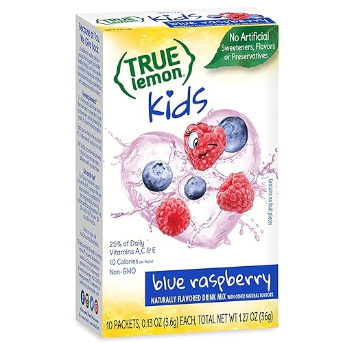 True Lemon Kids Blue Raspberry - Hydration for Kids - No Preservatives, No Artificial Flavors, No Artificial Sweeteners - Low Sugar Water Flavoring