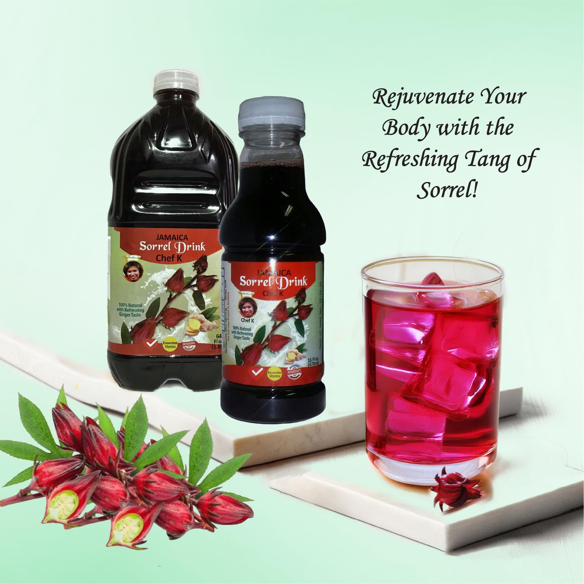 Chef K, Inc. | Authentic Jamaican SorrelHibiscus | Natural & Healthy 16 oz | 6 Pack
