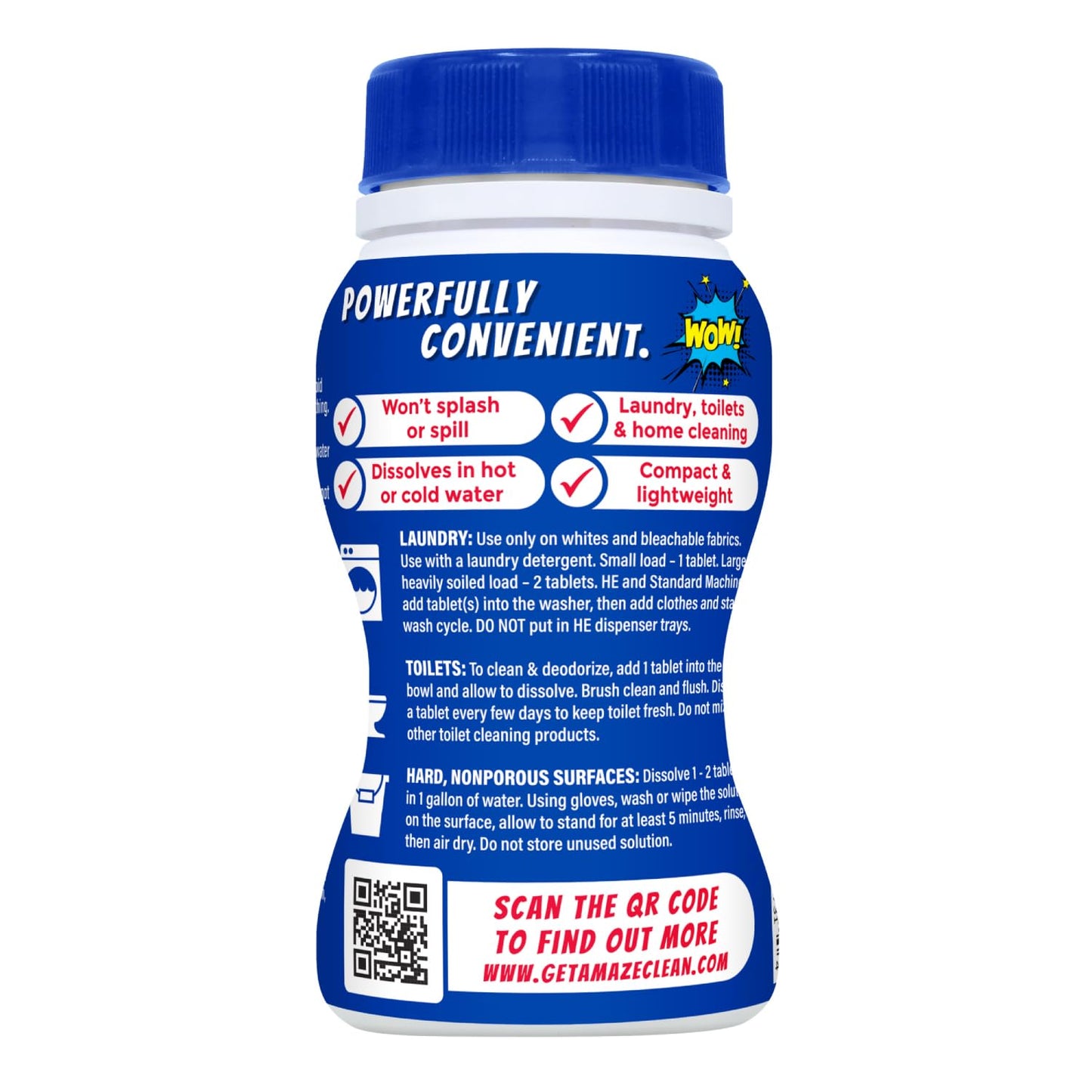 AMAZE Ultra Concentrated Bleach Tablets [32 tablets] - Original Scent - for Laundry, Toilet, and Multipurpose Home Cleaning. No Splash Liquid Bleach