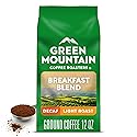 Green Mountain Coffee Roasters, Breakfast Blend Decaf, Ground Coffee, Decaffeinated, Light Roast, Bagged 12oz.