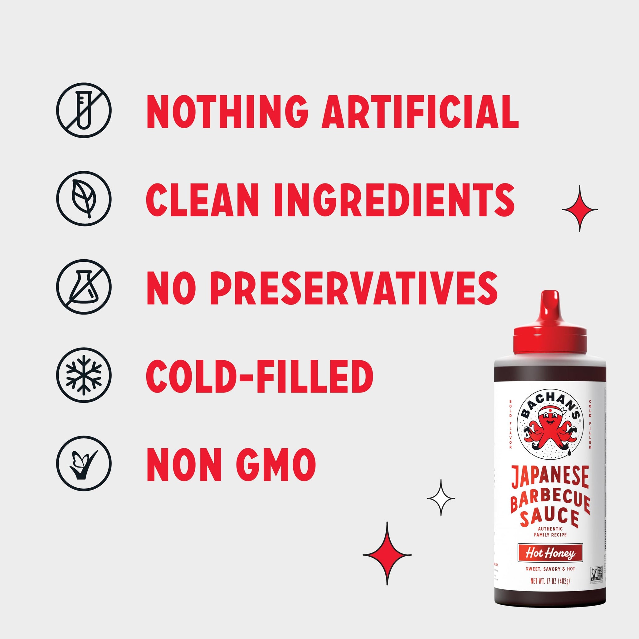 Bachan's Japanese Barbecue Sauce - Hot Honey, 17 Oz Bottle, Cold-Filled, Non GMO, No Preservatives and BPA free - BBQ Sauce for Wings, Chicken, Beef
