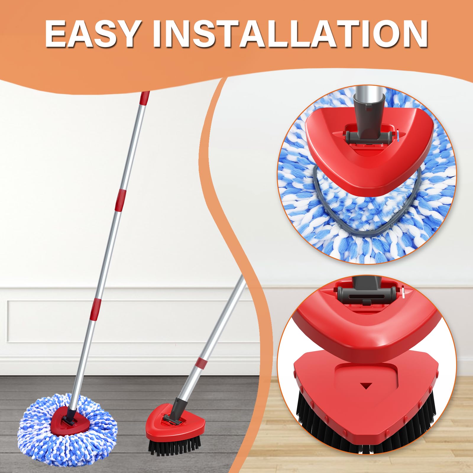 Fatmass 5 Pack Spin Mop Replacement for O Cedar RinseClean 2-Tank System,Include 4 Mop Replace Heads + 1 Upgrade Scrubber Brush, 100% Microfiber Mop
