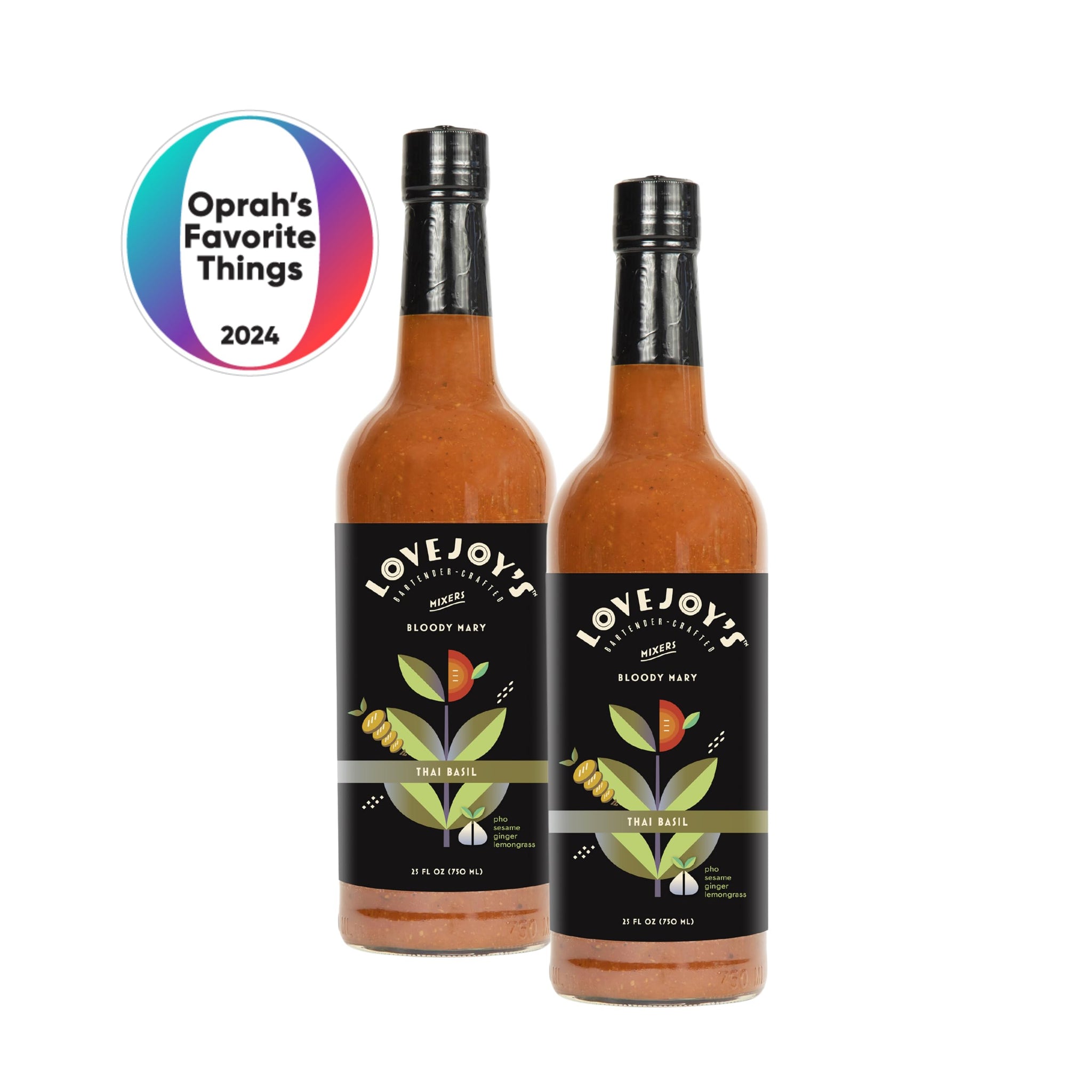 Thai Basil 2-Pack - Lovejoy's Bloody Mary Mix for Cocktails, Premium Cocktail Mixer, All-Natural Ingredients, Perfect for Brunch, Vegetarian, Robust