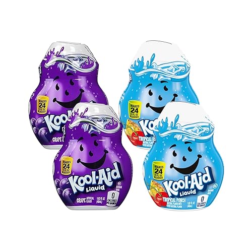Kool-Aid Liquid Drink Mix Duo for Sugar Free Flavored Hydration, Water Flavoring, Beverage Mixing and Drink Enhancer, Tropical Punch and Grape, 1.62