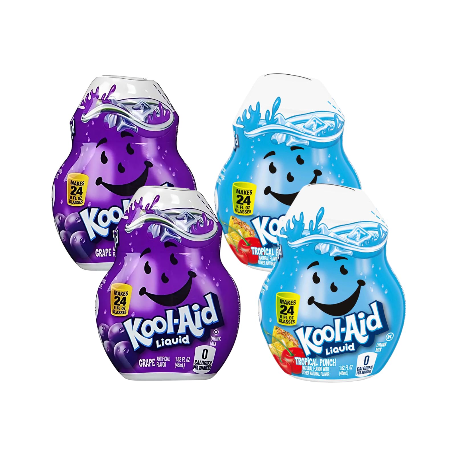 Kool-Aid Liquid Drink Mix Duo for Sugar Free Flavored Hydration, Water Flavoring, Beverage Mixing and Drink Enhancer, Tropical Punch and Grape, 1.62