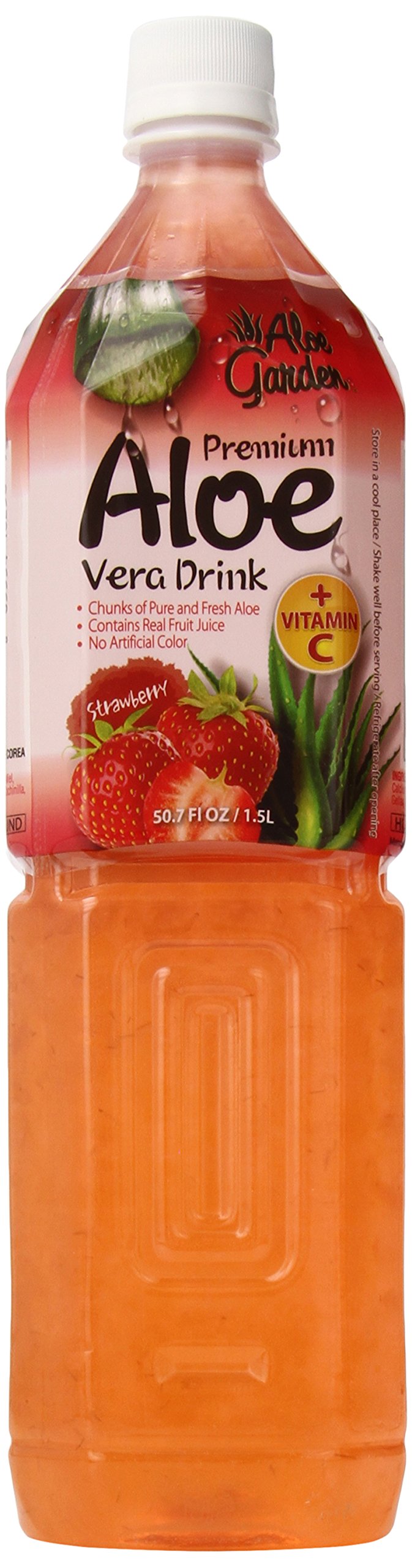 Aloe Garden Aloe Vera Drink, Strawberry, 50.7 Fluid Ounce (Pack of 12)
