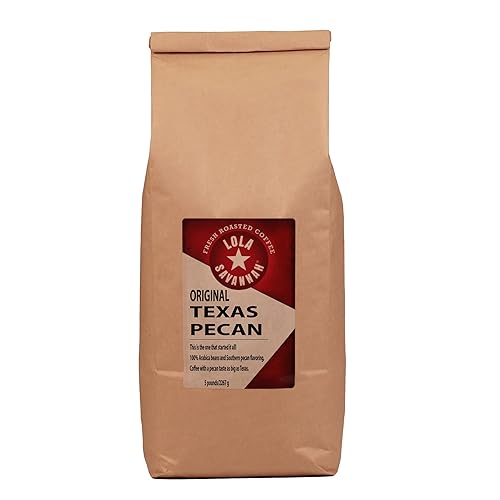 Lola Savannah Texas Pecan Whole Bean Coffee - Gourmet Arabica Beans Caffeinated, 5lb