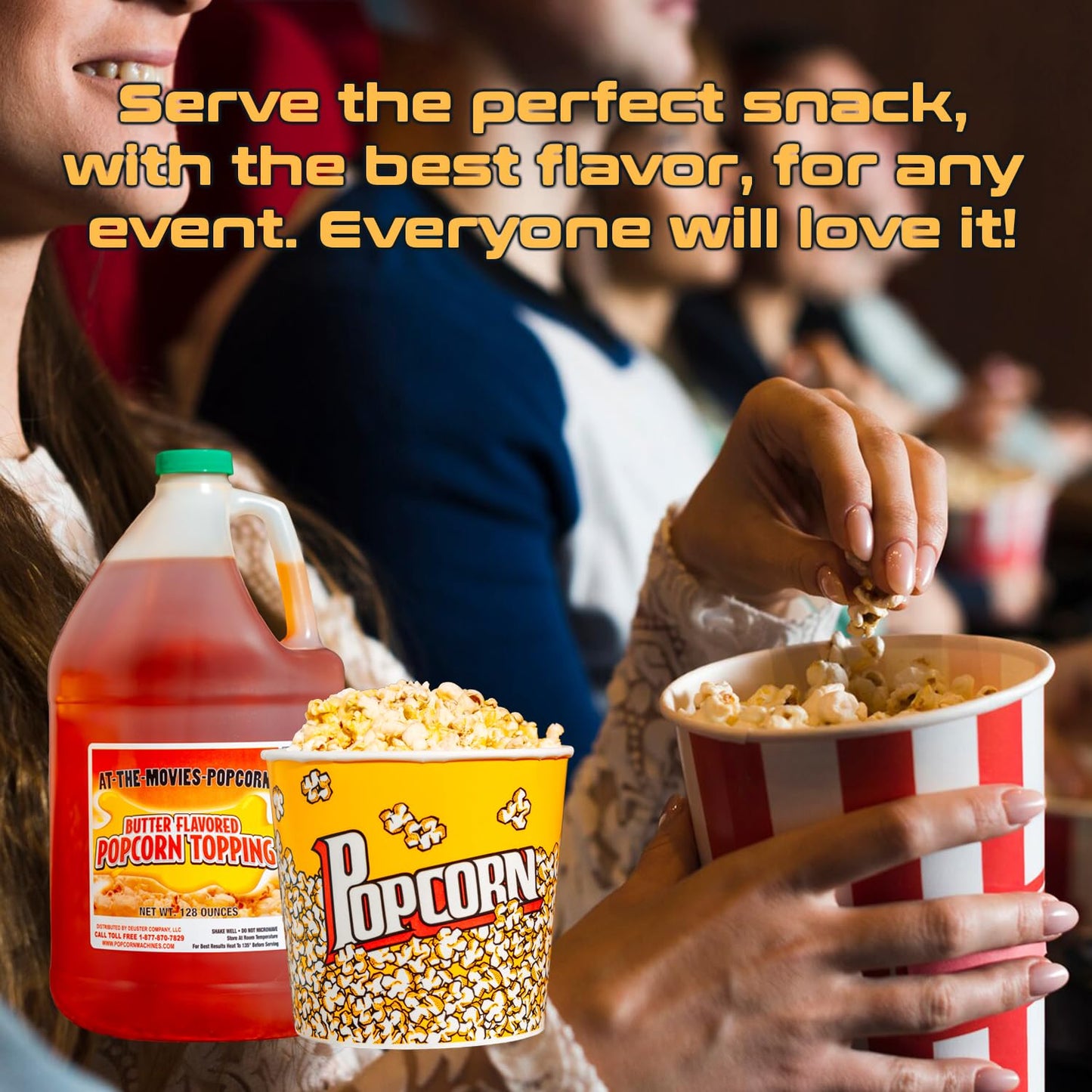 At-The-Movies-Popcorn® Buttery Flavor Popcorn Topping (1 Gallon) - Movie Theater Butter Popcorn Oil, Vegan, Gluten Free, Non GMO, Zero Trans Fat, Rich