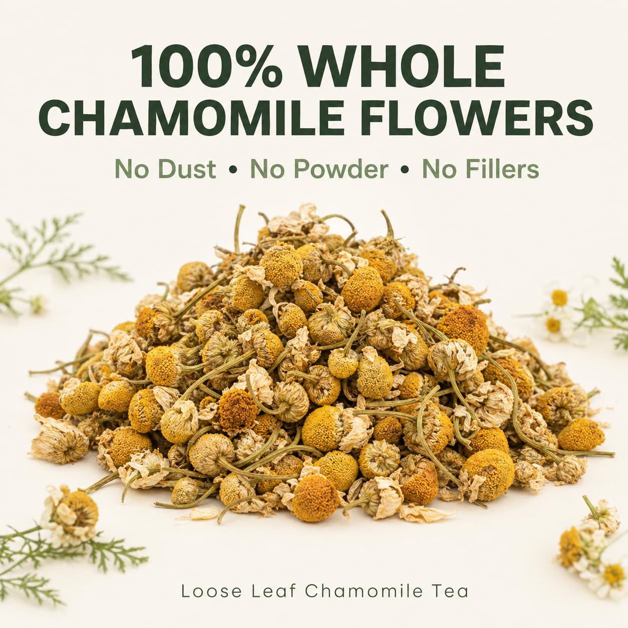 J Mac Botanicals Organic Chamomile Flowers (4 oz) - Whole Egyptian Chamomile Loose Leaf Herbal Tea, Caffeine-Free, Premium Dried Chamomile Flowers