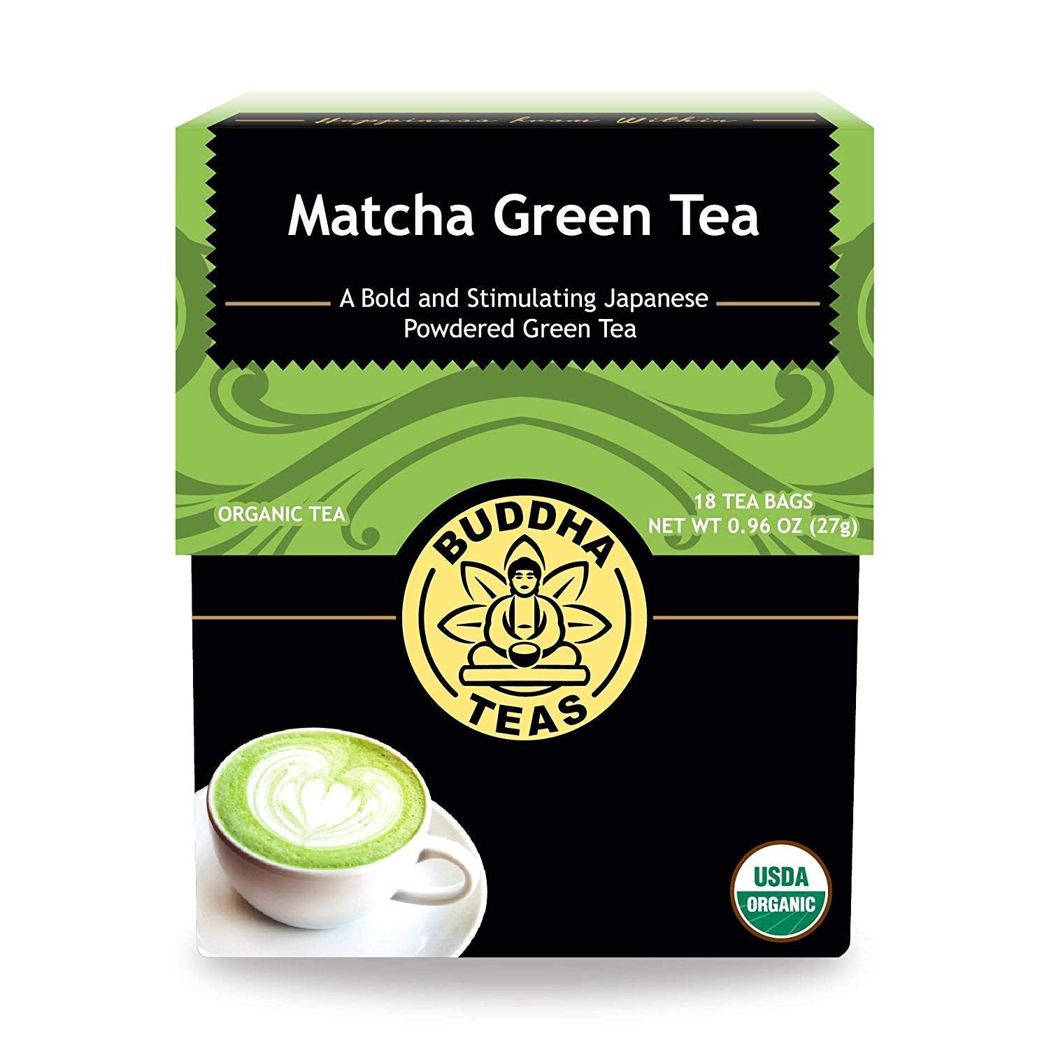 Buddha Teas - Organic Matcha Green Tea - For Health & Wellbeing - Organic Tea - With Antioxidants & Minerals - Clean Ingredients - Caffeinated - OU