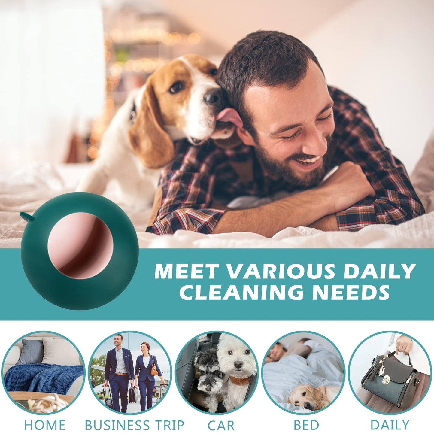 Washable Reusable Gel Lint Roller for Pet Hair, Extra Sticky Portable Dog Cat Pet Hair Remover Lint Ball Roller Mini Lint Removal Tool, Lint Roller