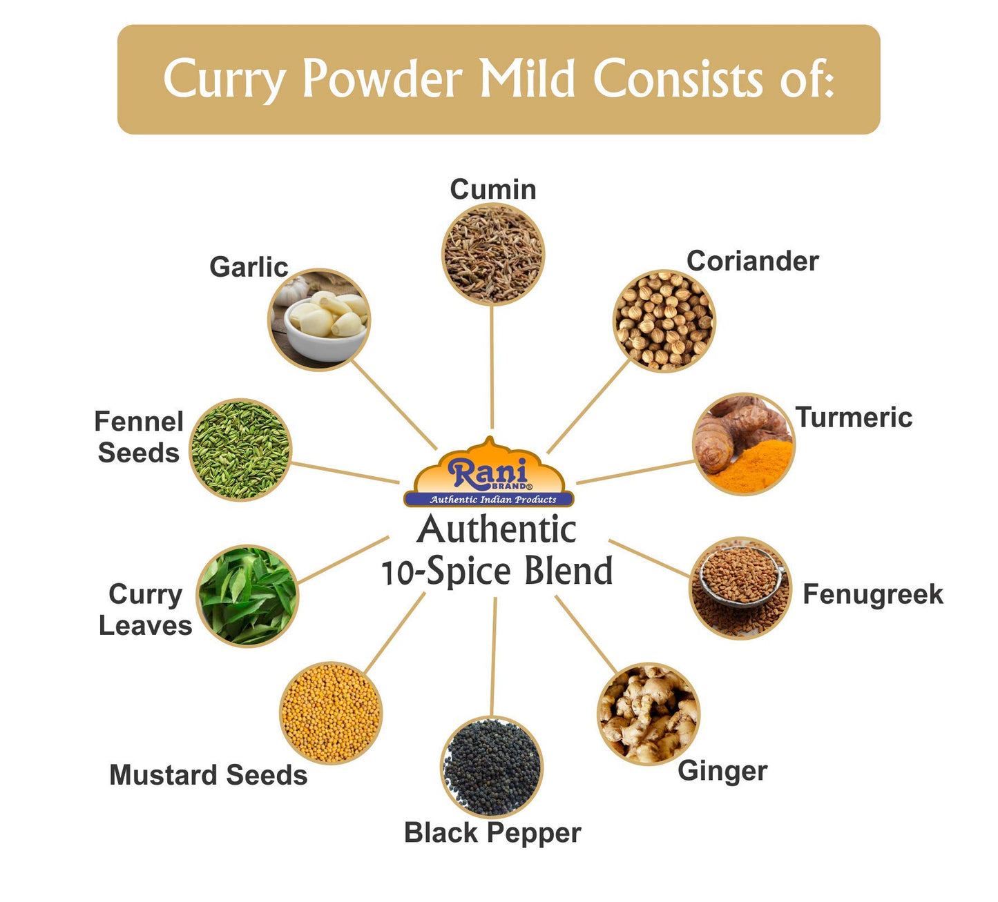 Rani Curry Powder Mild (10-Spice Authentic Indian Blend) 400oz (25lbs) 11.36kg Bulk Box ~ All Natural | Salt-Free | NO Chili or Peppers | Vegan | No