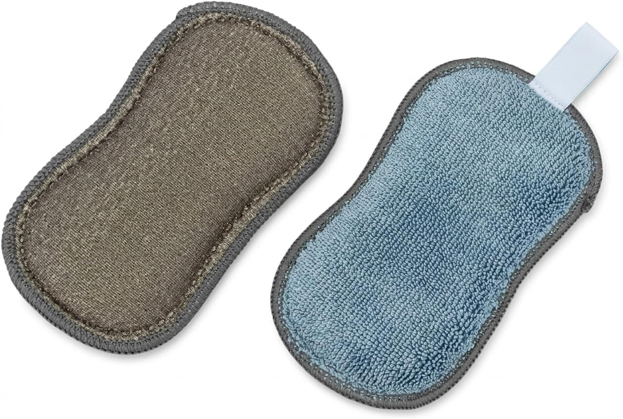 Microfiber Wholesale Sponge for Kitchen (6 Pack) - Suction Cup Hook Included, Reusable, Washable Dish Sponges with Scrubber, Refills, Scrubbing Side