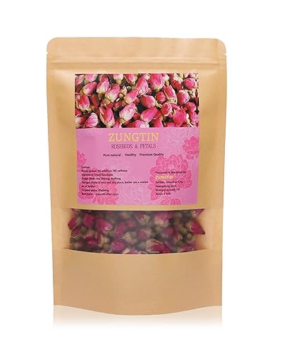 Zungtin Dried Rose Buds, 100% Pure Natural, 4 oz, Edible for Tea, Baking, Crafting, Soap Making