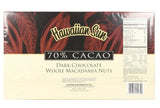 Hawaiian Sun 70% Cacao Dark Chocolate Whole Macadamia Nuts (6 Boxes)