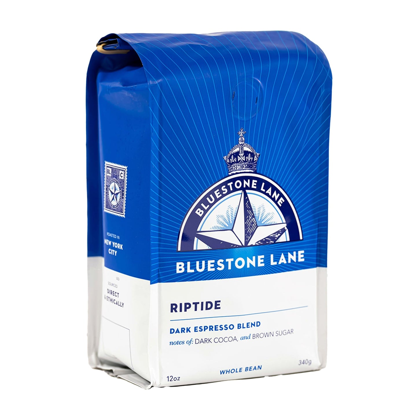 Bluestone Lane Coffee Beans, Riptide Espresso, Dark Roast, Whole Bean, 12 Ounce Bag