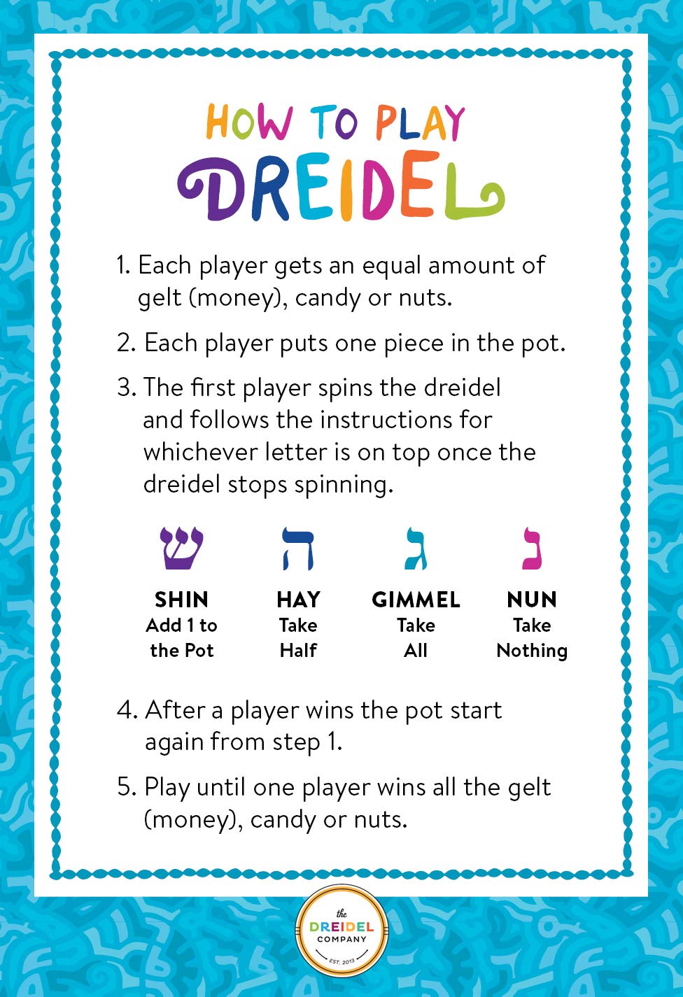 The Dreidel Company Hanukkah Gift-Set of 8 Dreidels and 25 Nut-Free Premium Belgian Chocolate Poker Gelt Coins, in Adorable Dreidel Shaped Keepsake