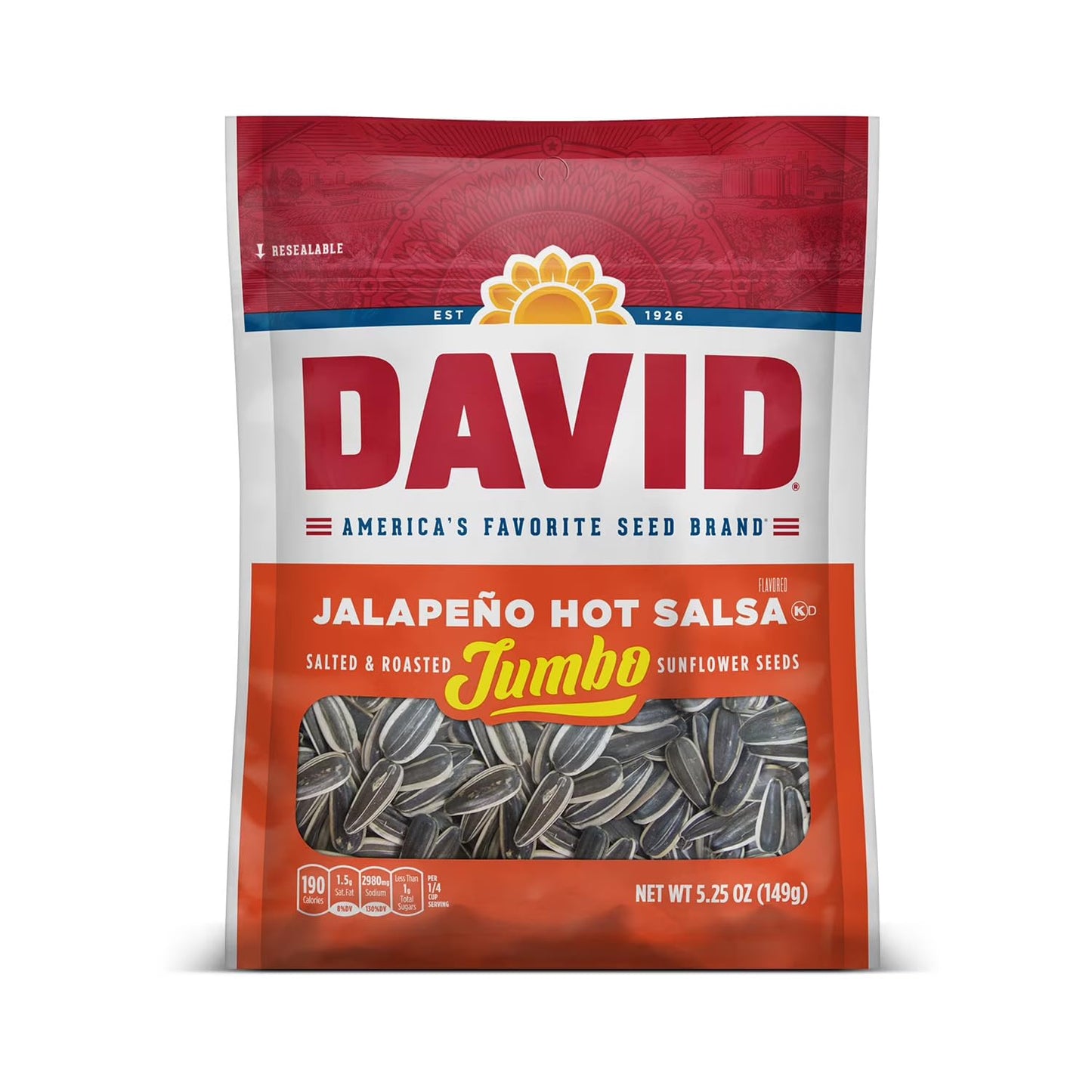 David Seeds Sunflower Seeds, Jalapeno, 5.25 oz - Pack of 6