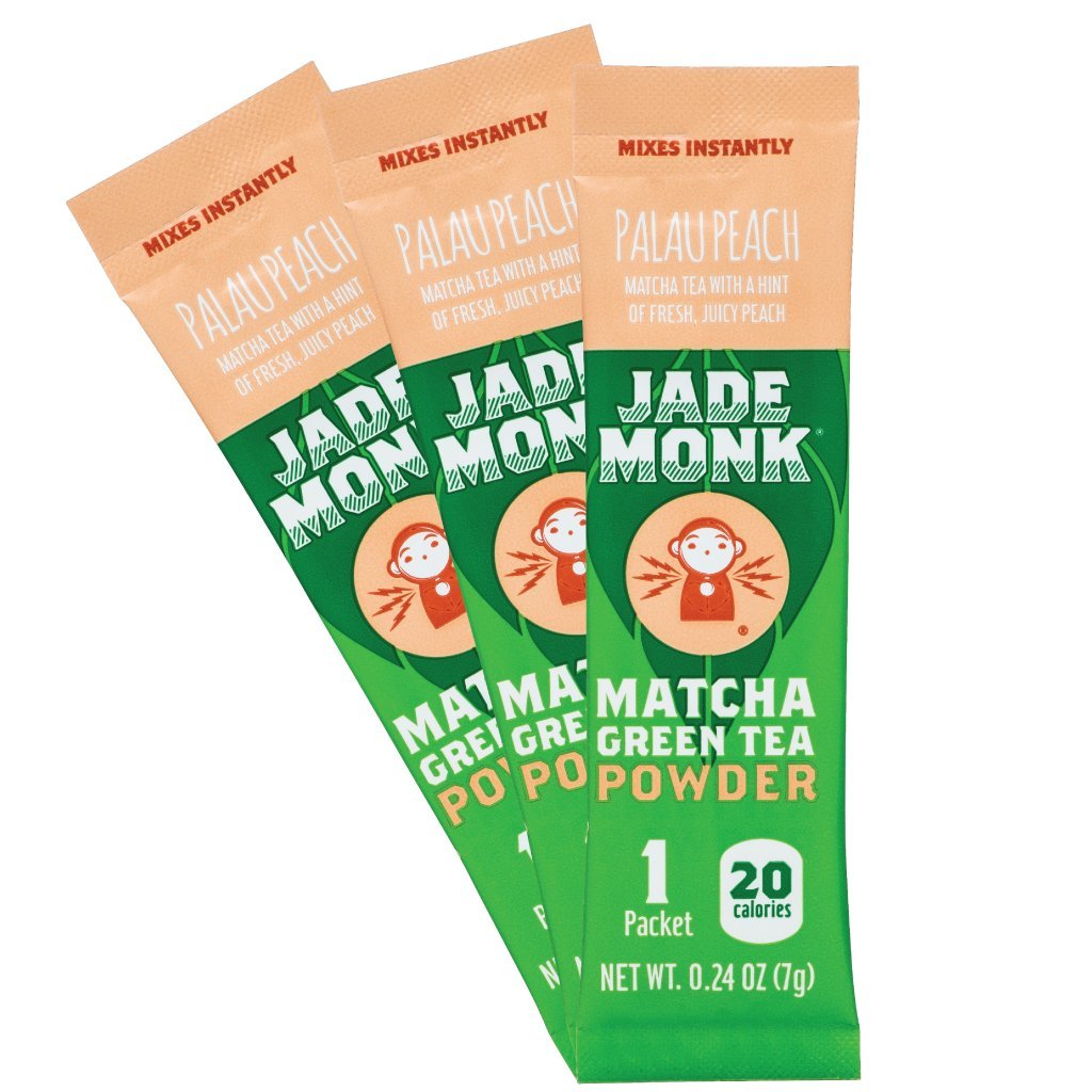 Matcha Green Tea Powder 100% Natural Antioxidant Infused Nutrient Rich Drink Mix, Palau Peach, 12 Single Serving Packets - Great For Home And On The