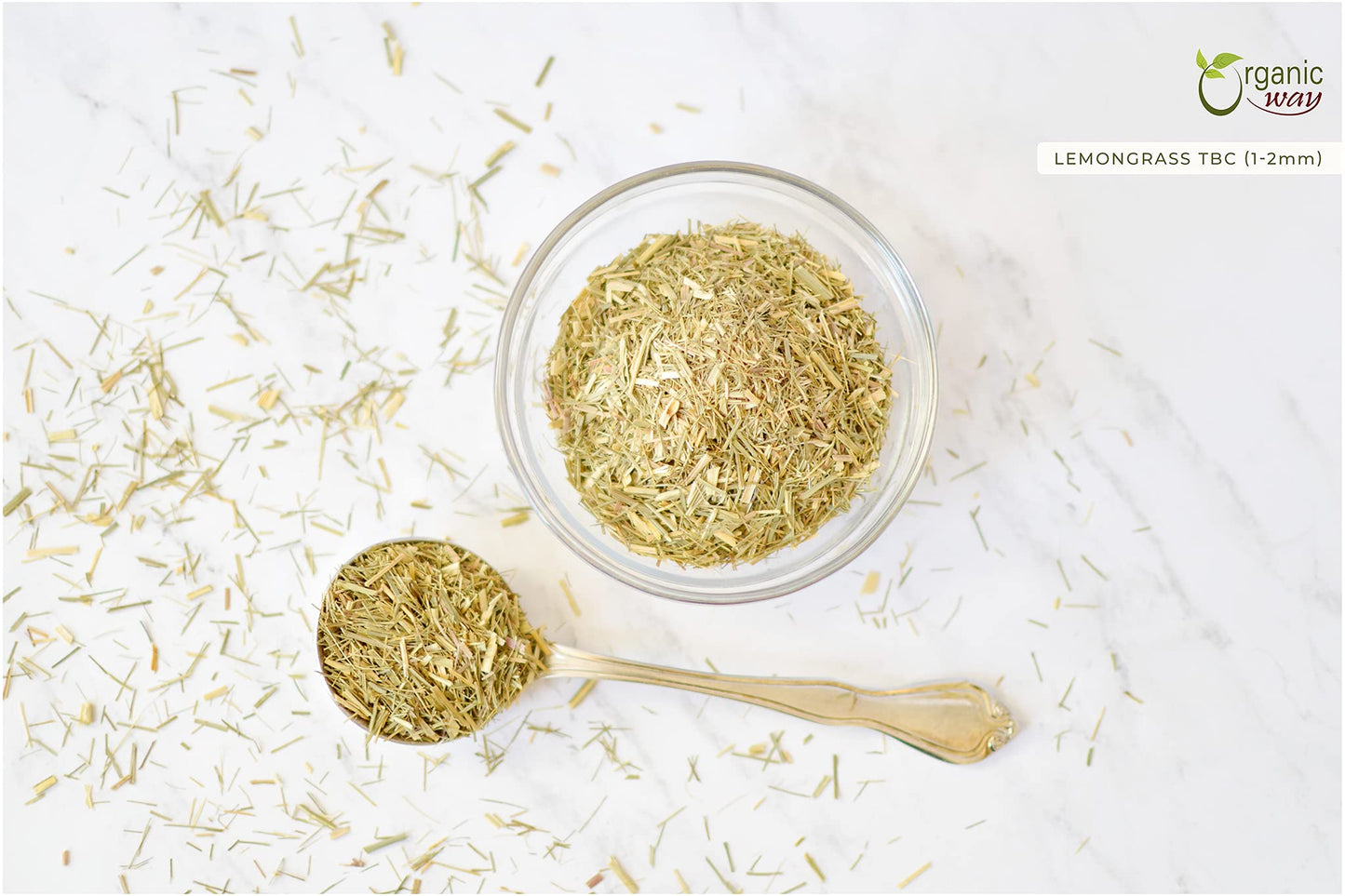 Organic Way Dried Lemongrass Fine Cut & Sifted | Herbal Tea (Cymbopogon citratus) - Organic & Kosher Certified | Raw, Vegan, Non GMO & Gluten Free |