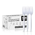 Klex 1000 Disposable Plastic Forks with Heat Resistant, BPA Free Durable Medium Weight Fork Bulk, 5.75", White, 1000 Count