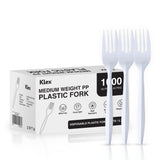 Klex 1000 Disposable Plastic Forks with Heat Resistant, BPA Free Durable Medium Weight Fork Bulk, 5.75", White, 1000 Count