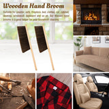 2 Pieces Woooden Dust Brush Hand Broom Bench Brush with Long Wood Handle Whisk Broom Soft Bristle Brush for Counter Bed Sofa Car Fireplace Clothes